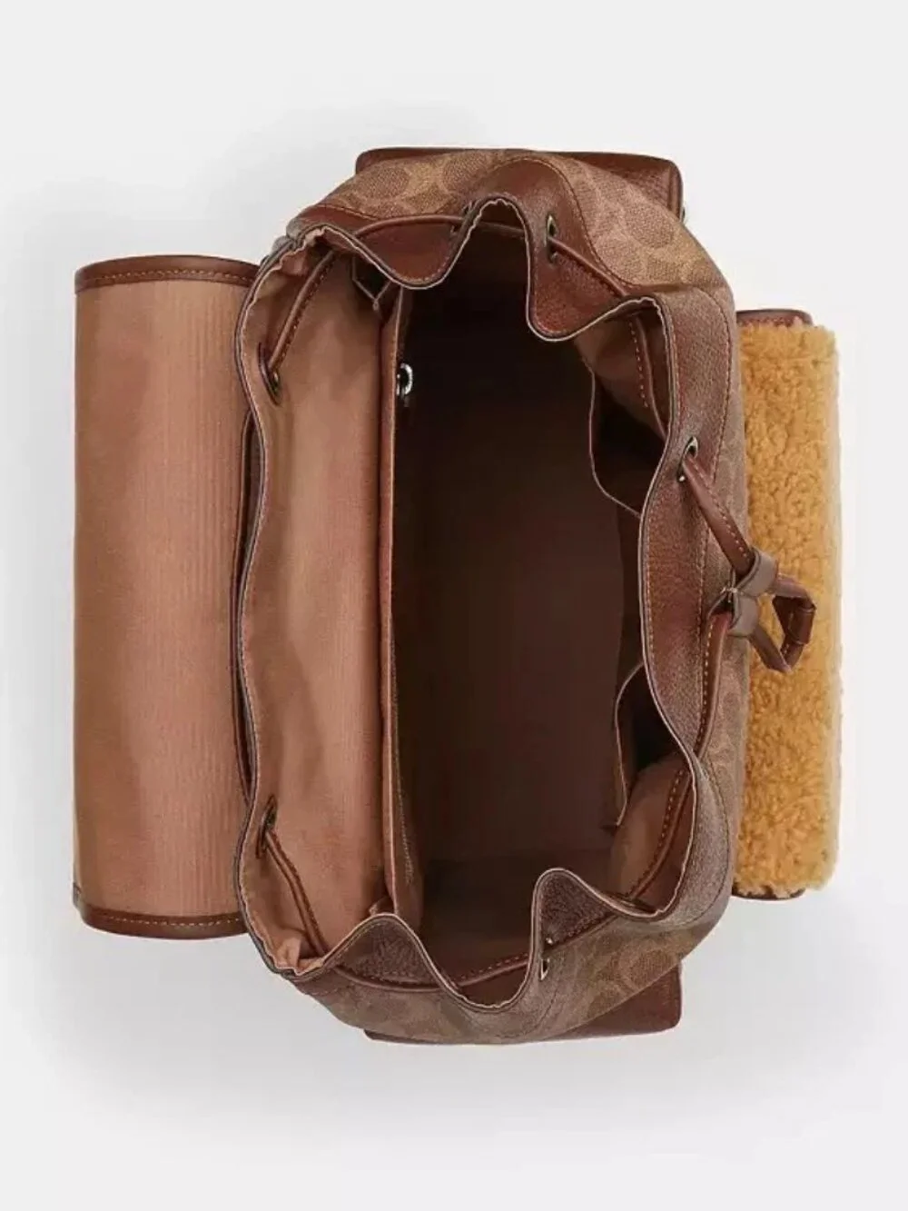 New! Coach Men's Sprint Backpack In Signature Canvas Gunmetal/Tan/Vintage Brwn